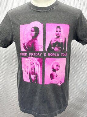 Nicki Minaj Pink Friday 2 World Tour Tee Small Charcoal Distressed Double Sided